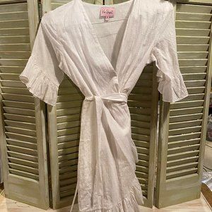 Kos Resort Wrap Ruffle Mini Dress  - White